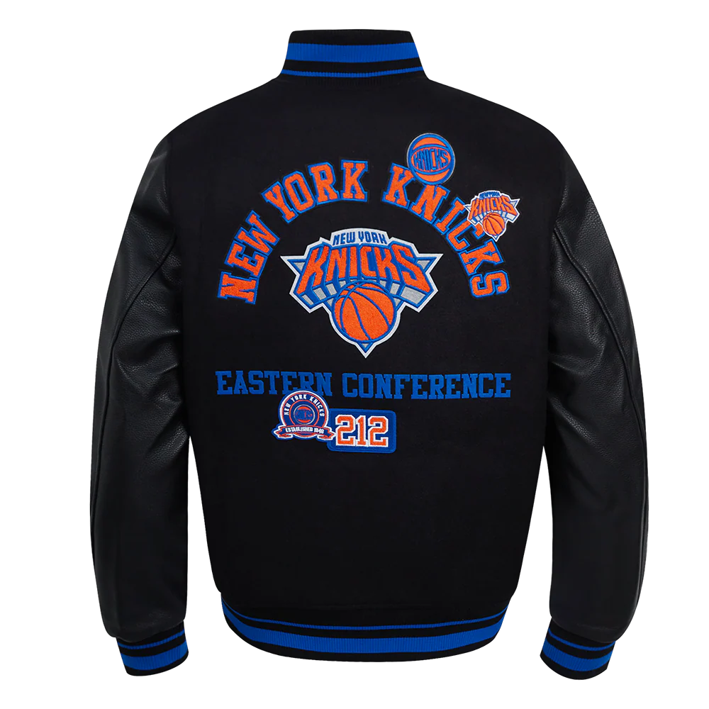 NBA NEW YORK KNICKS AREA CODE MEN'S RIB WOOL VARSITY JACKET