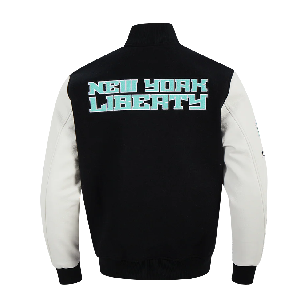 WNBA NEW YORK LIBERTY CLASSIC CHENILLE MEN'S WOOL VARSITY JACKET