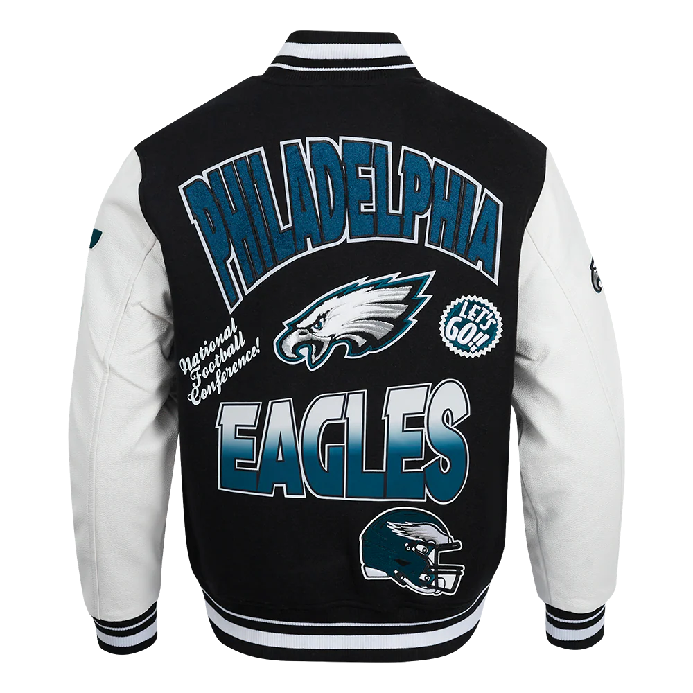 NFL PHILADELPHIA EAGLES TURN IT UP MEN'S RIB WOOL VARSITY JACKET
