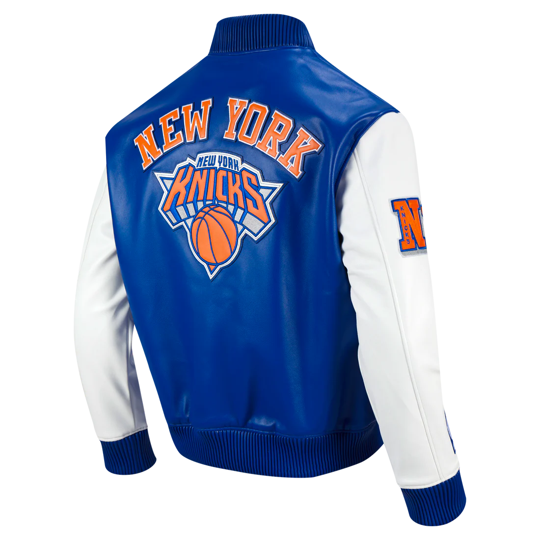 NBA NEW YORK KNICKS CITY SIGNATURE MEN'S LEATHER VARSITY JACKET