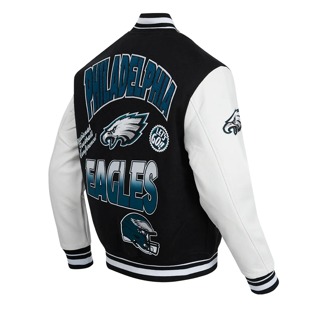 NFL PHILADELPHIA EAGLES TURN IT UP MEN'S RIB WOOL VARSITY JACKET