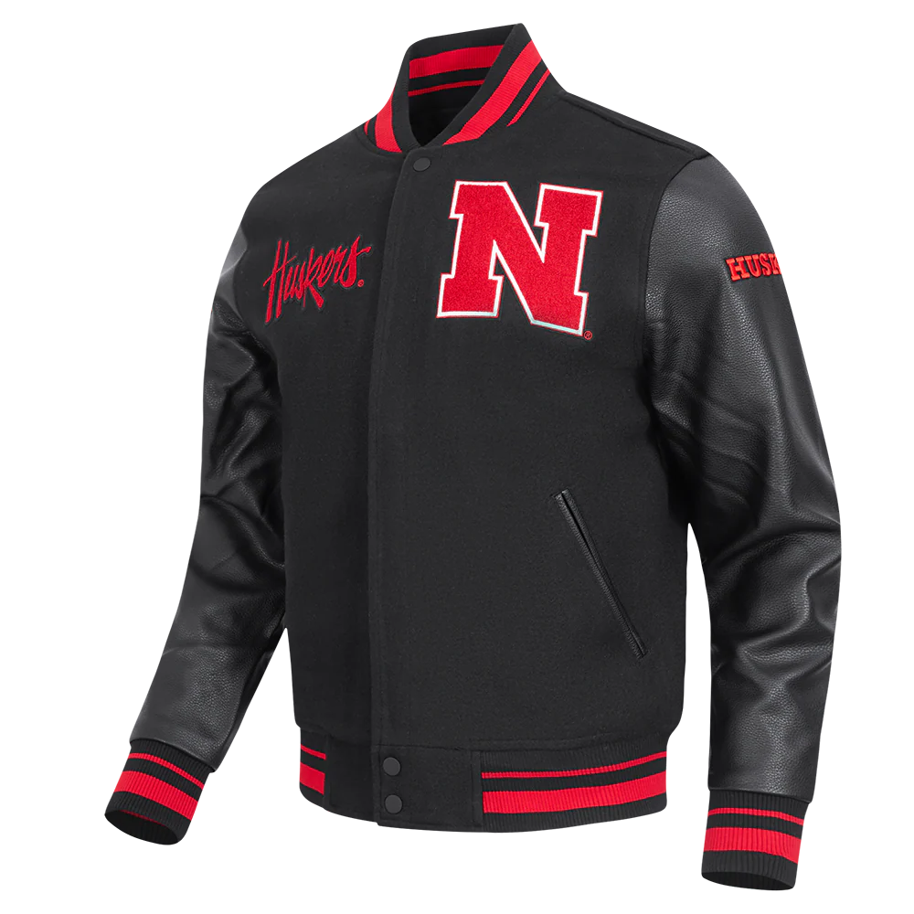 UNIVERSITY OF NEBRASKA CLASSIC RIB WOOL VARSITY JACKET