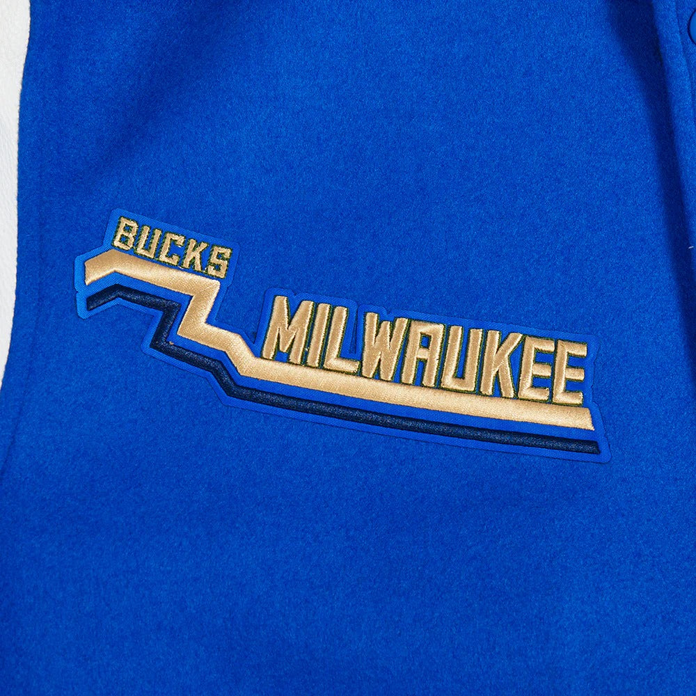 NBA MILWAUKEE BUCKS CITY EDITION 24-25 MEN'S RIB WOOL VARSITY JACKET