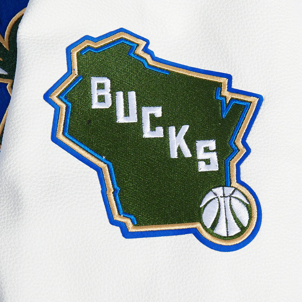 NBA MILWAUKEE BUCKS CITY EDITION 24-25 MEN'S RIB WOOL VARSITY JACKET