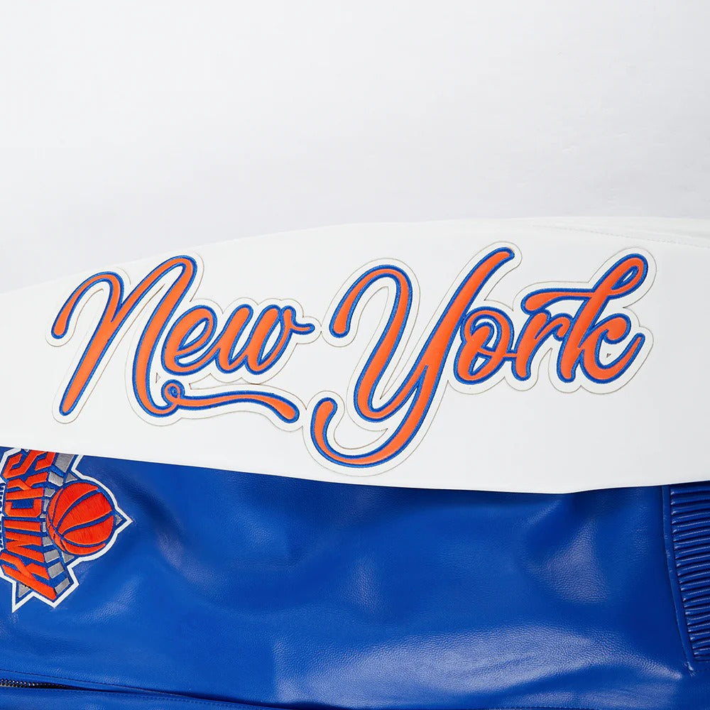NBA NEW YORK KNICKS CITY SIGNATURE MEN'S LEATHER VARSITY JACKET