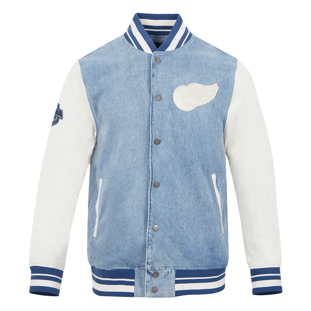 NHL DETROIT RED WINGS VARSITY BLUES MEN'S DENIM VARSITY JACKET