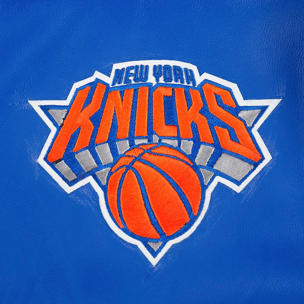 NBA NEW YORK KNICKS CITY SIGNATURE MEN'S LEATHER VARSITY JACKET