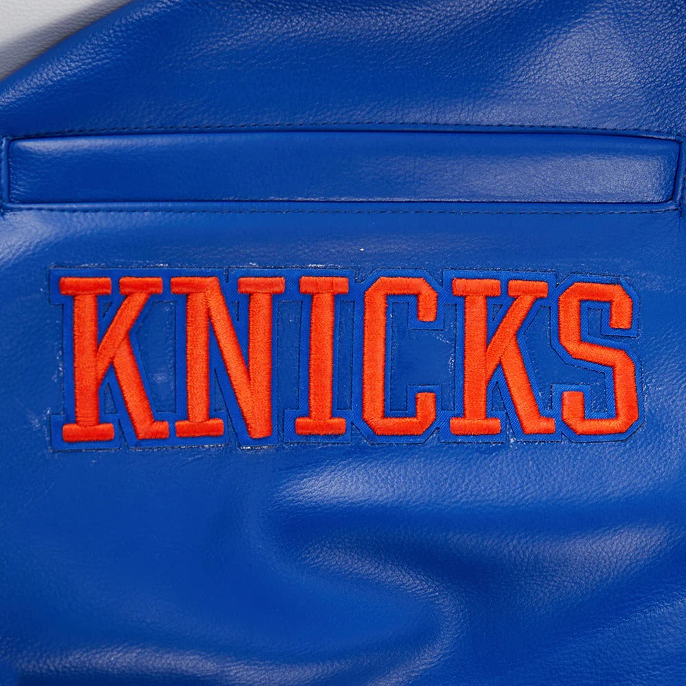 NBA NEW YORK KNICKS CITY SIGNATURE MEN'S LEATHER VARSITY JACKET
