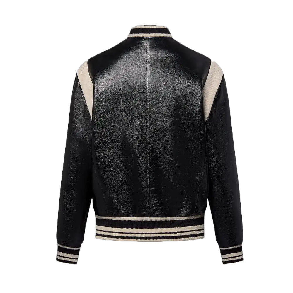 Louisse Amy Women’s Black Leather Varsity Jacket