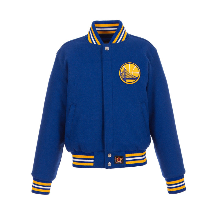 men's Golden State Warriors JH Design Royal Embroidered Logo Wool Jacket