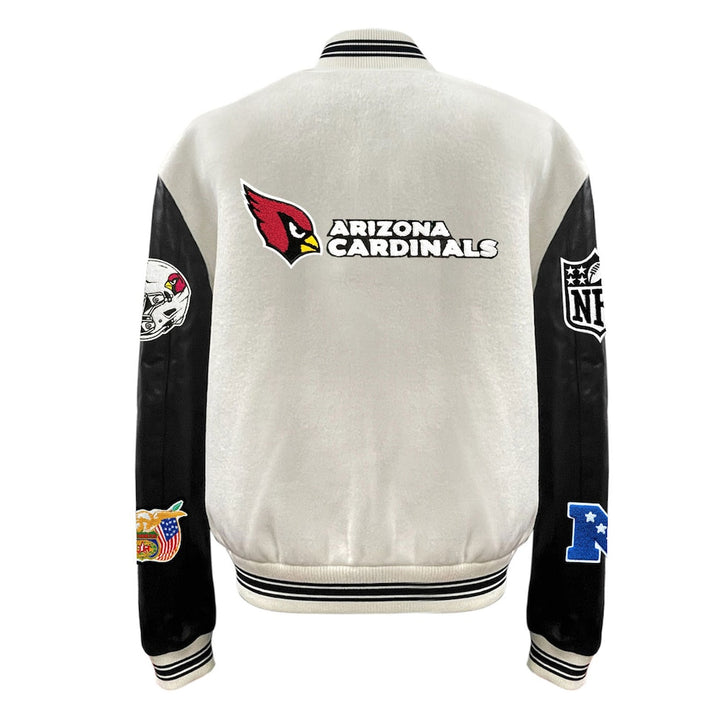 Men's Arizona Cardinals Jeff Hamilton White Wool & Leather Full-Snap Varsity Jacket