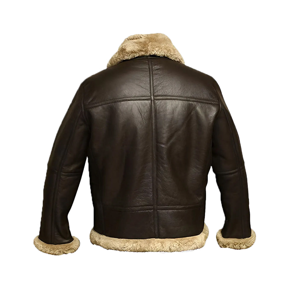 Jones Men’s Brown B-3 Bomber Leather Jacket