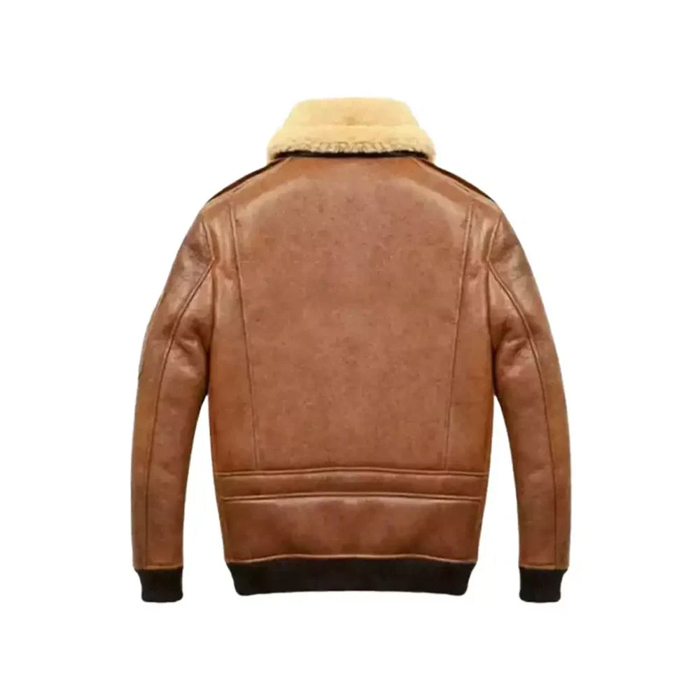 Samuel Tan Brown Shearling SF Bomber Leather Jacket