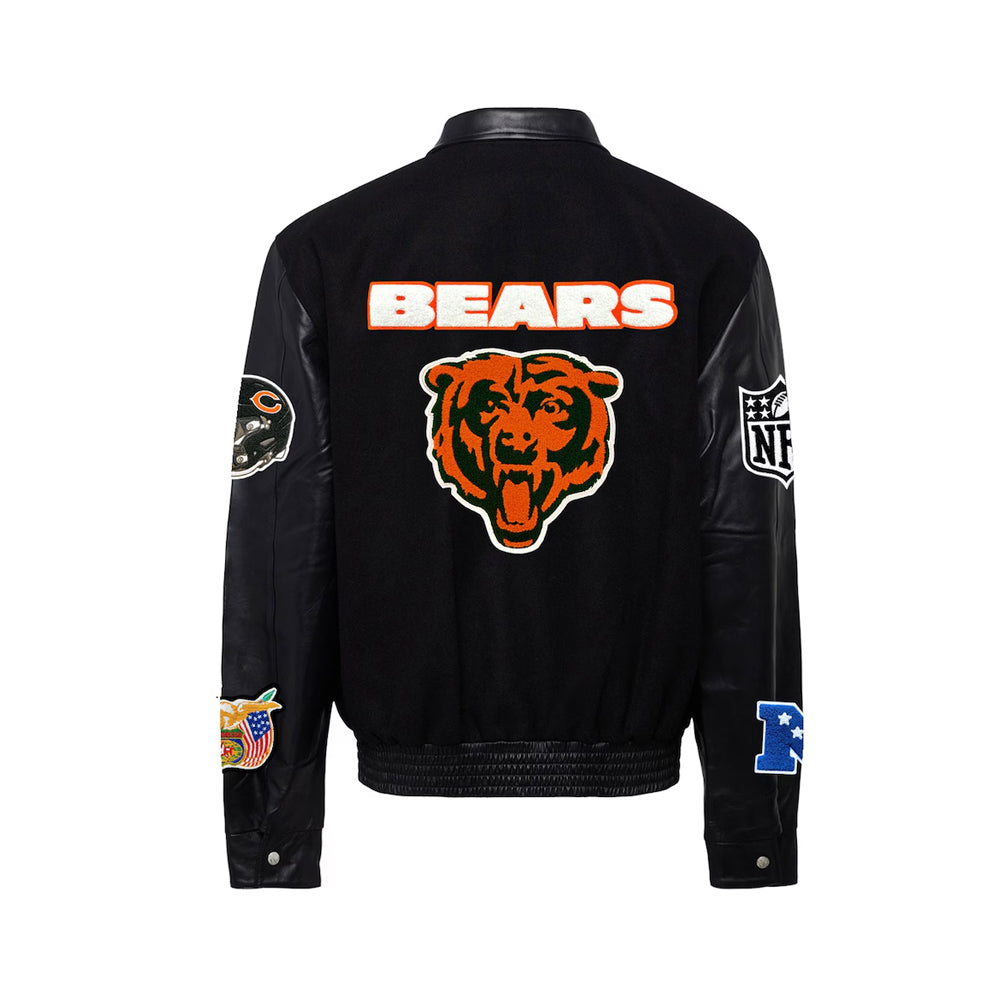 Men's Chicago Bears Black Wool & Leather Full-Snap Varsity Jacket