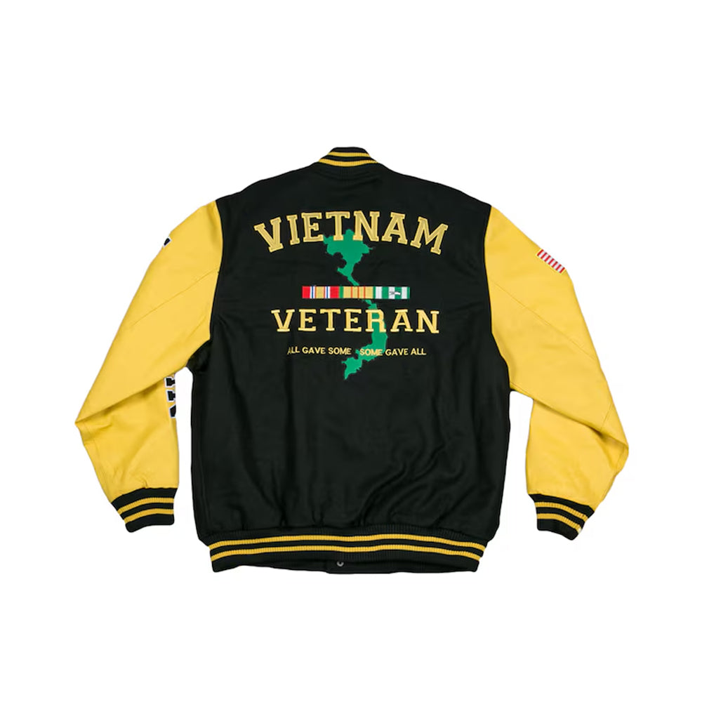 Classic Wool Men Letterman Varsity Jacket With Leather Sleeves