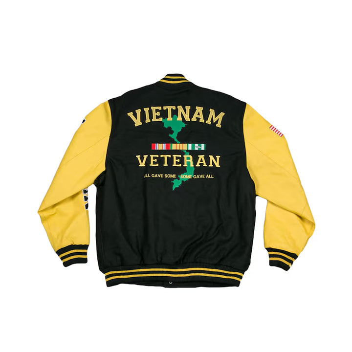 Classic Wool Men Letterman Varsity Jacket With Leather Sleeves