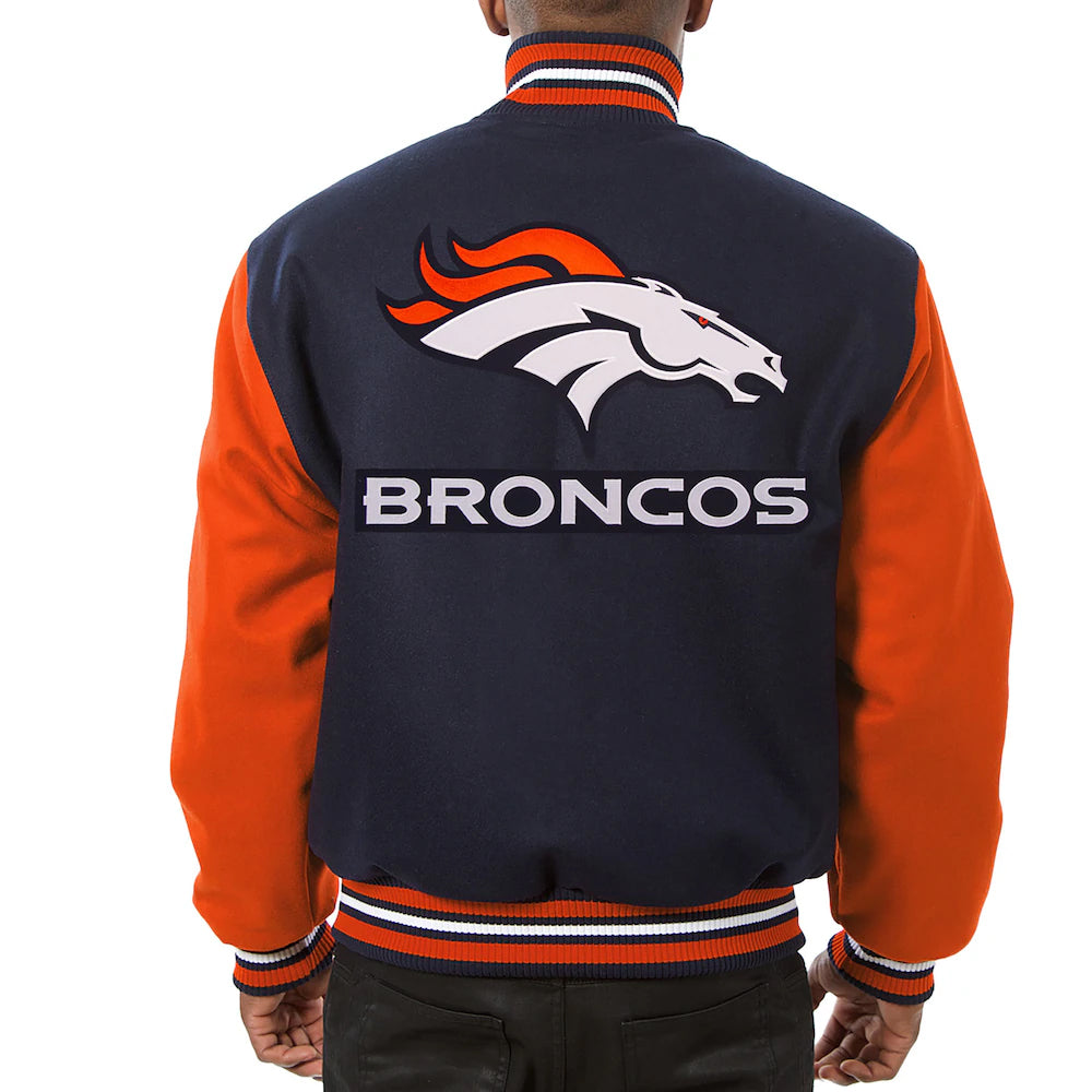 Men's Denver Broncos JH Design Navy-Orange Big & Tall Wool Full-Snap Jacket