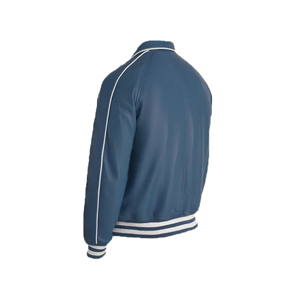 Men's Blue-White Leather Varsity Jacket