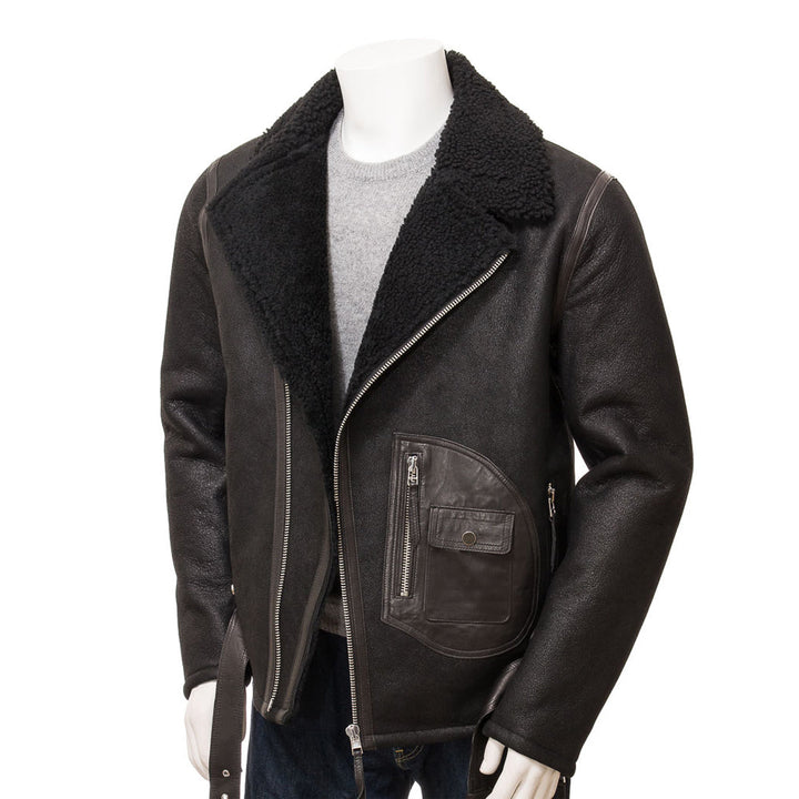 Premium Men Classic Fashion Leather Jacket with Fur Collar