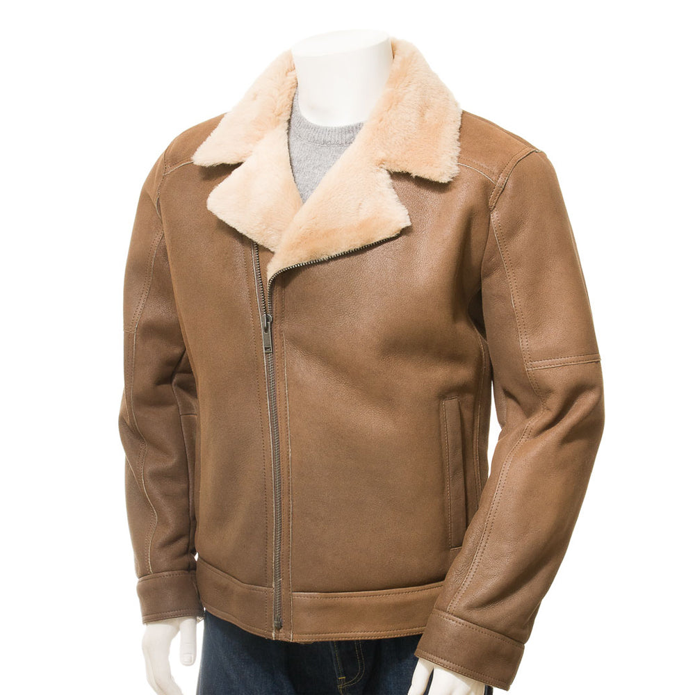 Premium Men Classic Fashion Leather Jacket with Fur Collar