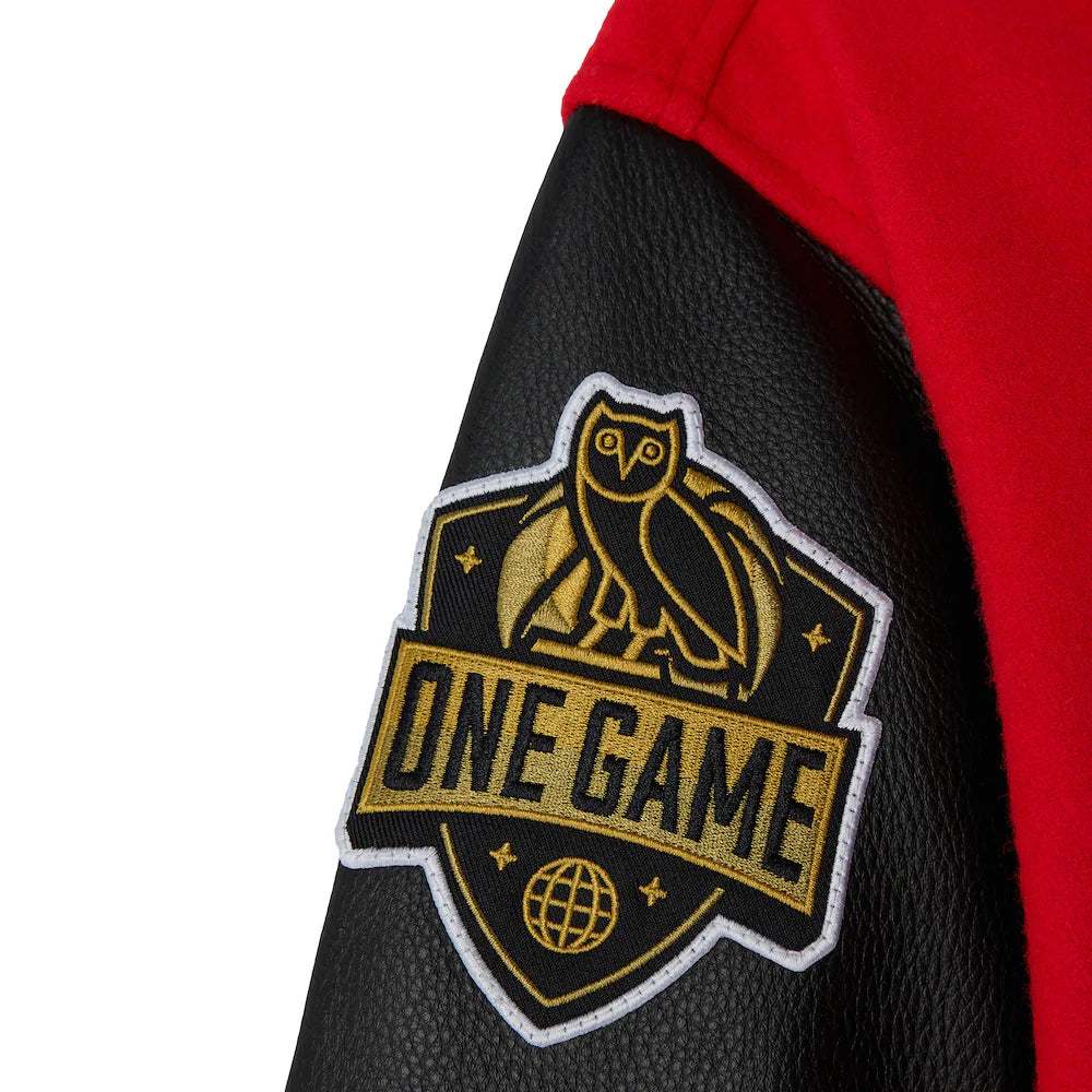 Men's Bulls Red Full-Snap Varsity Jacket